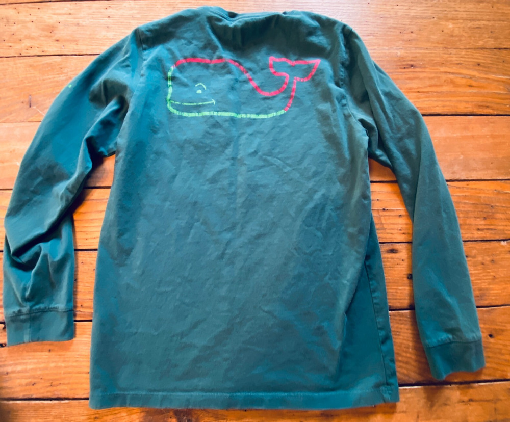 Vineyard Vines Boys T Shirt M 12-14 Cotton Long Sleeve Christmas Pocket Logo